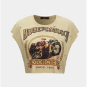 Harley-Davidson Beige Motorcycle Crop Top